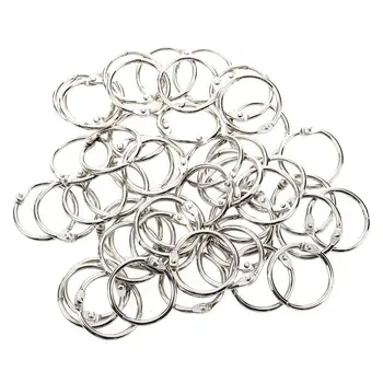 

50 Pcs Staple Book Binder 30mm Outer Diameter Loose Leaf Ring Keychain
