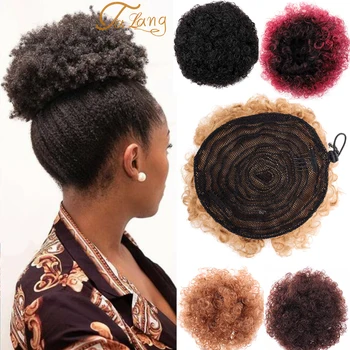 

TALANG Synthetic Afro Puff Kinky Curly Chignon Short Drawstring Ponytail Natural Fake Hair Bun For Women High Temperture Fiber