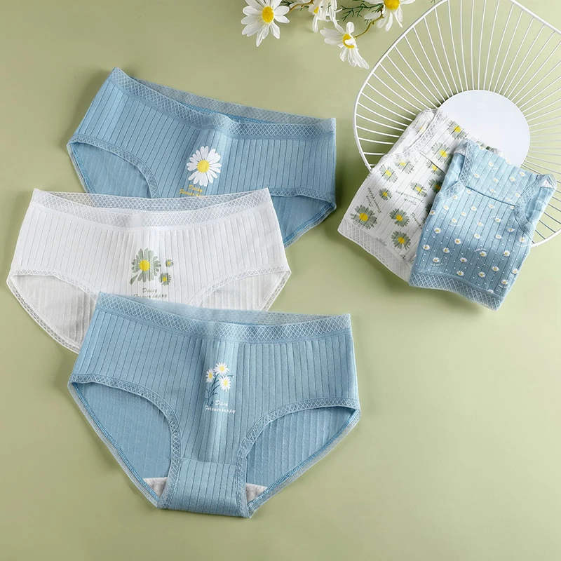 Свежий Стиль женские хлопковые трусы с принтом маргариток детские для модные