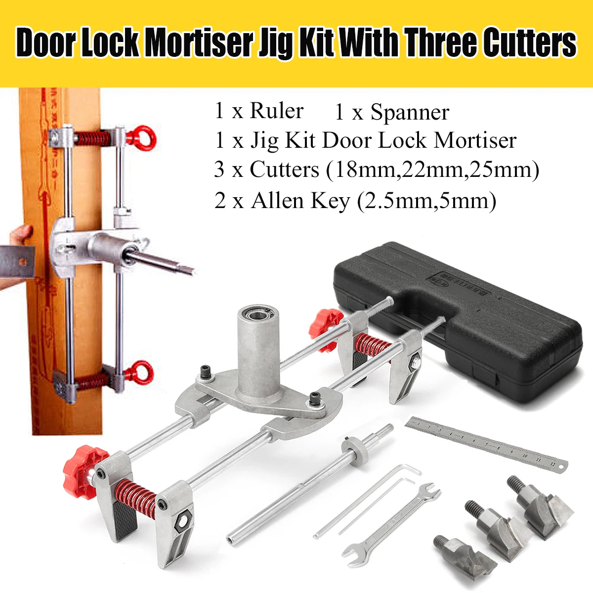 3 cortadores de bloqueo de la puerta Montaje Taladro plantilla encajadas Kit con la herramienta de mejoras for el hogar Llave DXX-HR Perforadora puerta