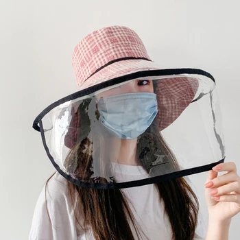 

Dust-proof Anti-fog Protective Cap Fisherman Hat With Clear Cover Anti-saliva TPU + Cotton Transparent Cover 56-58cm