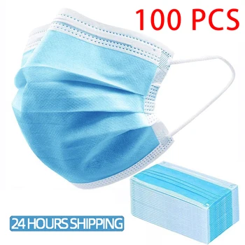 

100/50 PCS Disposable Medical Masks Surgical Mask 3 Layers Mouth Mask Anti Dust Earloop Waterproof Masks Facial Protective