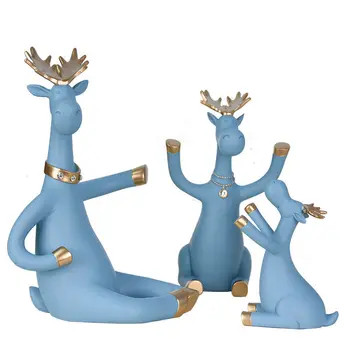 

3pcs/set Elk Wine Racks Beer Holder Deer Miniature Figurines Standing Whiskey Red Wine Bottle Holder Cabinet for Wine Home Decor