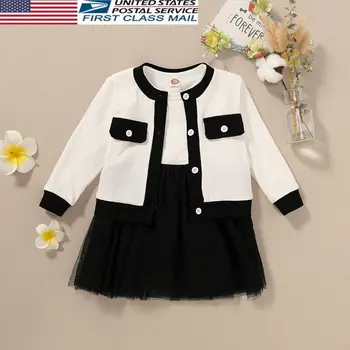 

2Pcs Fall Autumn Toddler Baby Girls Clothes Coat Top Tutu Dress Formal Party Boutique Outfits Spring Fashion Winter Set