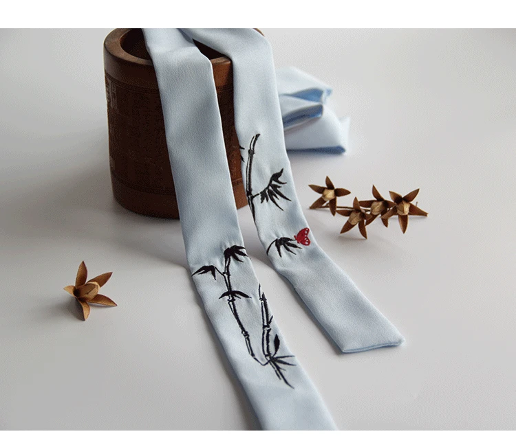 VINTAGE Headband Ancient Chinese hair accessories Double-sided embroidery bamboo hanfu kimono ribbon for COSPLAY SIZE:3.5*148CM
