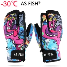 Professional Snowboard Ski Gloves men women 3 Finger Mittens Winter  30 Skiing snowmobile windstopper snow Handschoemen monster