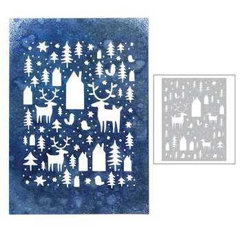

2020 New Christmas Background Metal Cutting Dies Tree and Reindeer Die Cut Scrapbooking For Crafts Card Making No Stamps Sets