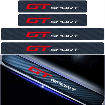 

4Pcs carbon fiber GT Sport Emblem Badge Car Door Threshold Guard Sill Plate Stickers For Ford Honda Kia decoration Car Styling