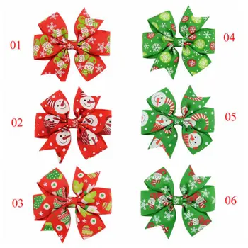 

1Pcs Baby Toddler Girls Christmas Xmas Bowknot Hair Pin Handmade Hair Bow Alligator Clips Ribbon Kids Sides Barrette Accessories