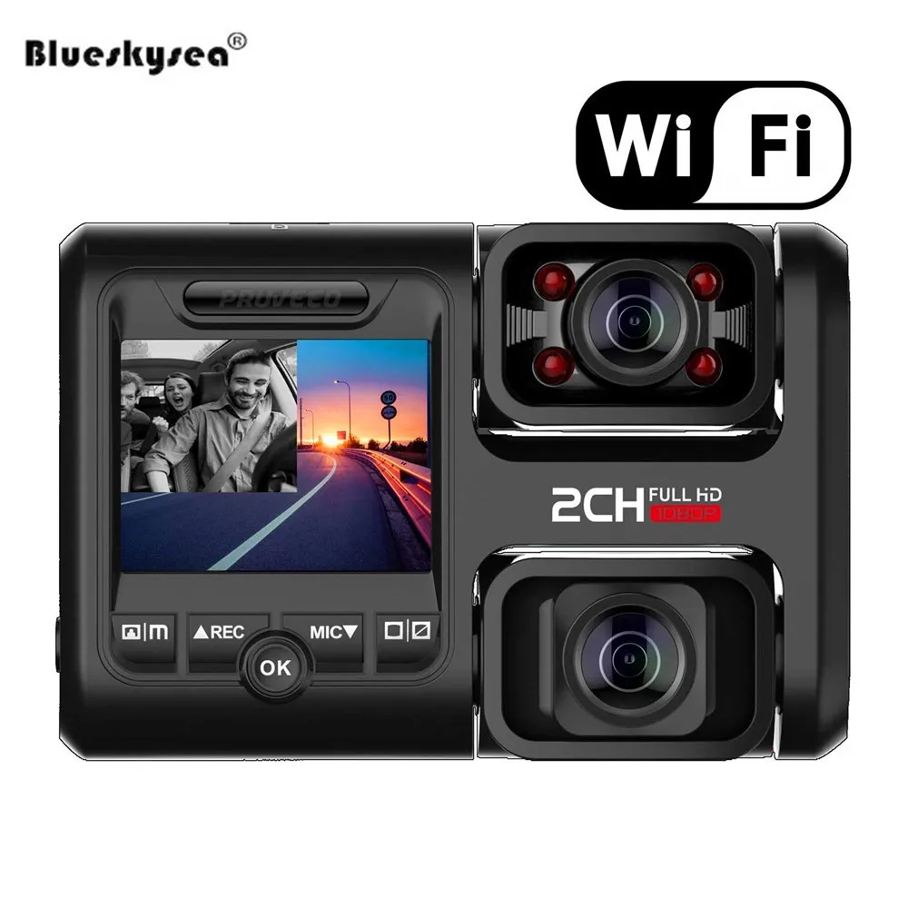 Автомобильный двойной видеорегистратор WiFi GPS камера DVR 1080P Full HD фронтальная и