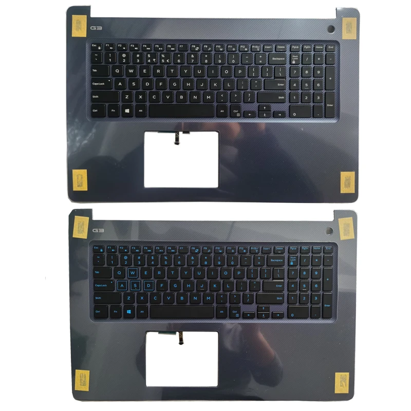 Blue Words No Backlight New Laptop US Keyboard with Palmrest Cover for Dell inspiron g3 17-3779 3799 US Layout