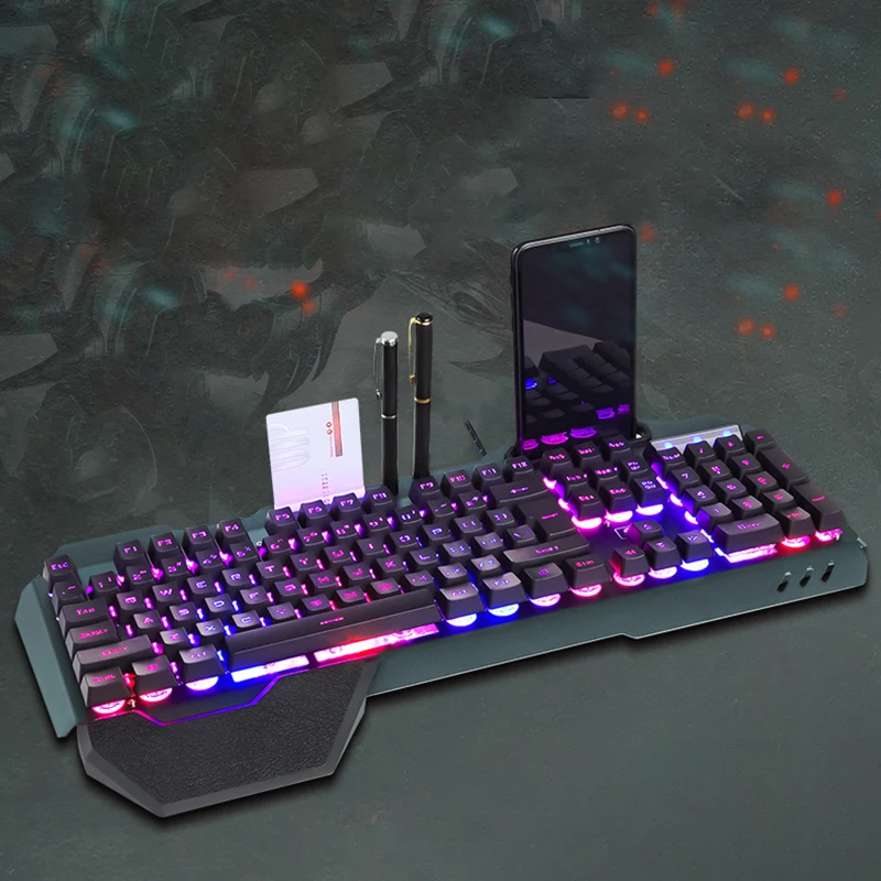  Gaming Mechanical Keyboard Wired Ergonomic Keyboard With RGB Backlight Phone Holder Gamer Keyboard 