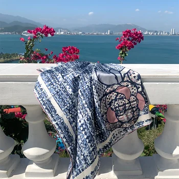 

Women Ladies Fashion Floral Silk Scarf 100% Silk Shawl Wraps Head Scarves