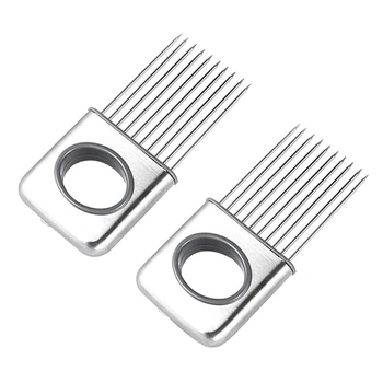

2 Pcs Stainless Steel Fruit Fork Onion Holder Kitchen Aid Gadget,for Fixed Cutting of Meat,Fruits,Vegetables