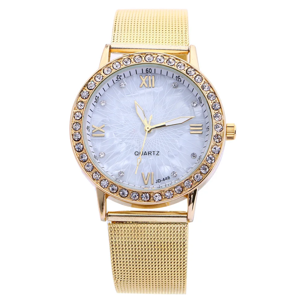 

Eaby Simple Geometry Machinery Pattern Watch Women's Rome Diamond Set Mesh Belt Casual Quartz Watch Students Watch