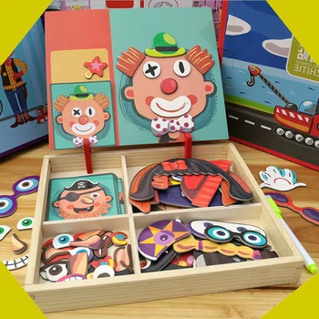 

Puzzle Kids 3D Educational Toys Magnetic Stickers Dress Up Magnetic Puzzle Play Box Xmas Gift Magnetic Puzzle Box Education Toys