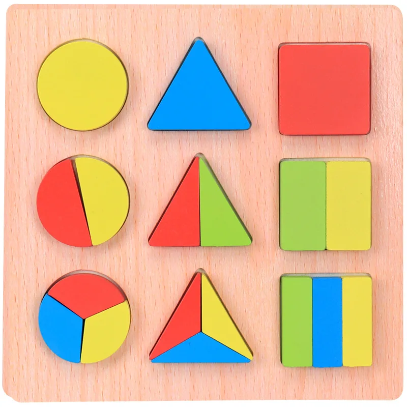 Top Quality Wooden Puzzle Kids Baby Early Educational Learning Toys for Children Geometric Shape Cognitive Board Wood Jigsaw - Цвет: Three