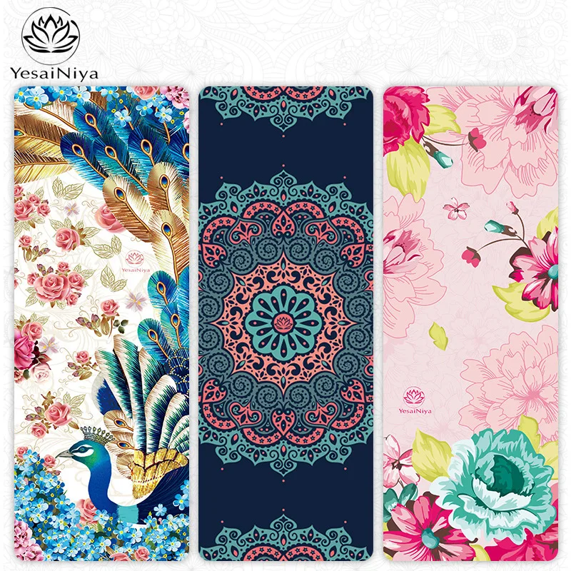 

Natural Rubber Profession Yoga Mat Women's Gymnastic Mat Printed Anti-slip Widened Portable Folding Yoga Mat Drape Thin Blanket