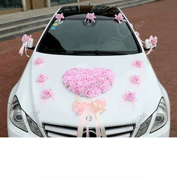 

Car decoration wedding car head flower set knot wedding car decoration simulation heart-shaped disk wedding supplies CD50 Q03