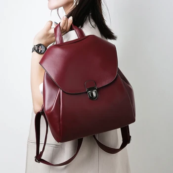 

Vintage Women Backpacks Leather School Shoulder Bag Bagpack Female Solid Color Backpacks for Girls Sac A Dos Travel Back Pack