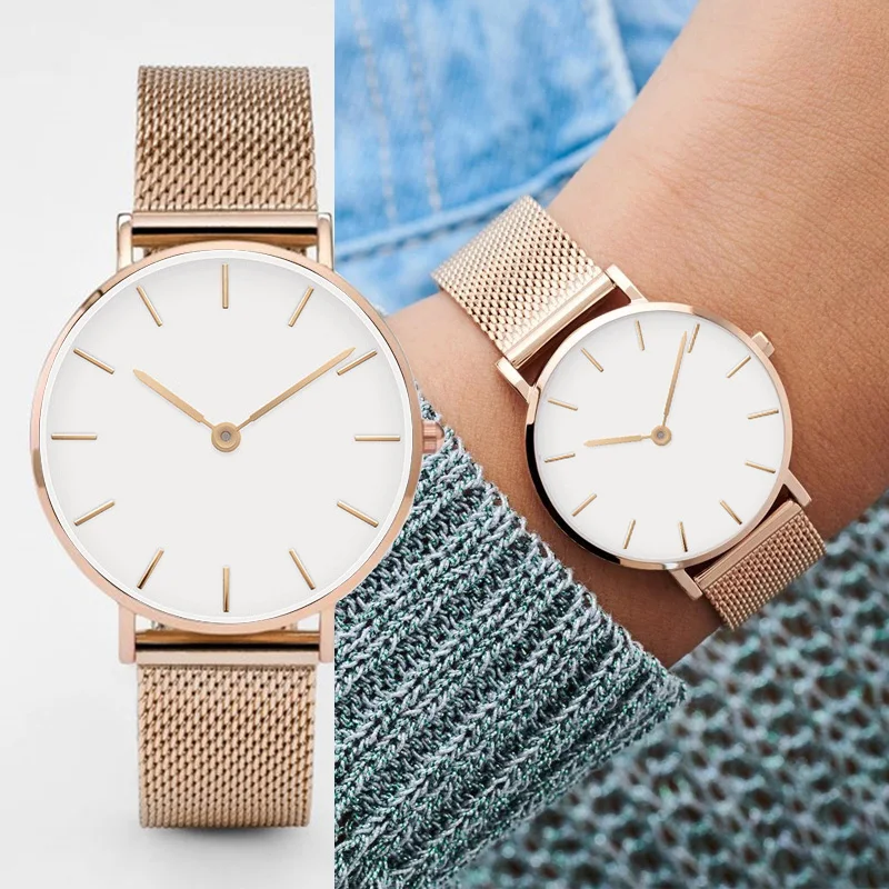 Reloj mujer Роскошные Брендовые женские часы из нержавеющей стали Кварцевые 38 мм montre