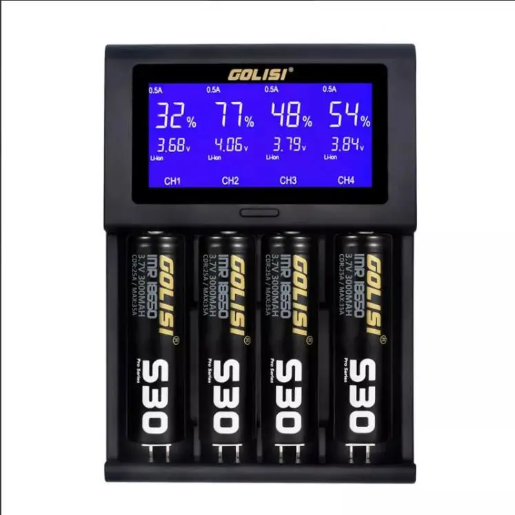 GOLISI i4 Smart Charger 18650 26650 20700 Аккумулятор ЖК дисплей USB 4 слота Зарядка AA AAA