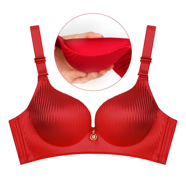 Super Push up Thickened 6cm Women Sexy Bra Small Chest Adjustable Bread Cup Bra Top Girl's Wireless Comfortable Underwear Wine Red