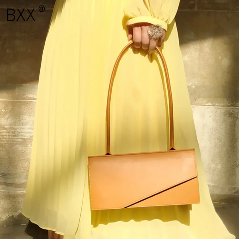 

[BXX] Women's Single Shoulder Crossbody Bag All-match Flap 2020 Brand Designer Solid Color Chic PU Leather Handbag Tide HI030