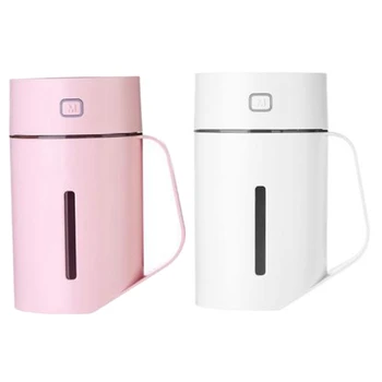

2x 420Ml USB Humidifier Bottle Cap Shape Humidifier Aroma Oil Diffuser with Seven Colors Night Lamp (White&Pink)
