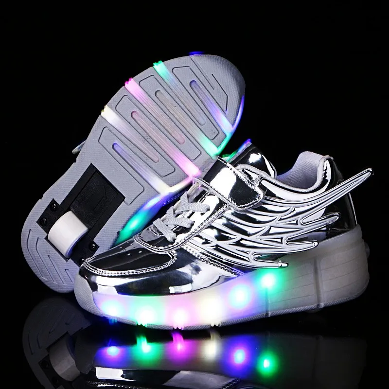 

2019 New Glowing Sneakers with Rollers Luminous Sneakers for Children on Small Wheels Led Slippers for Girl Light Up Shoes