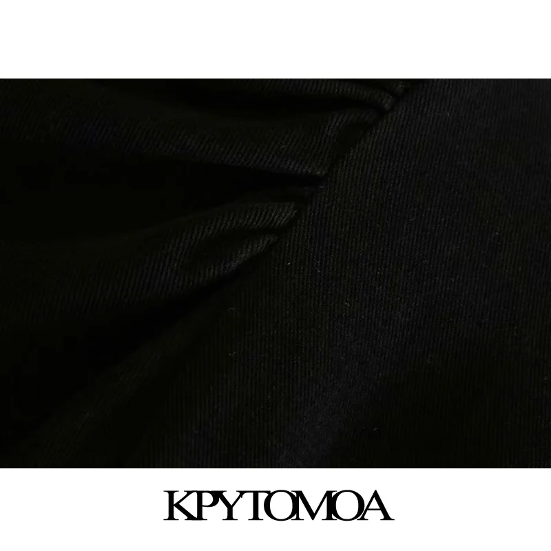 Винтажная стильная офисная одежда, Черное мини-платье-рубашка, Женская мода, воротник с отворотом, пышные рукава, женские платья, vestidos mujer