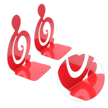 

A Pair Book Bezel Metal Desktop Stand Simplicity Bookmark Music Treble Clef Shaped Non Skid Rack for DVDs Magazines (Red)