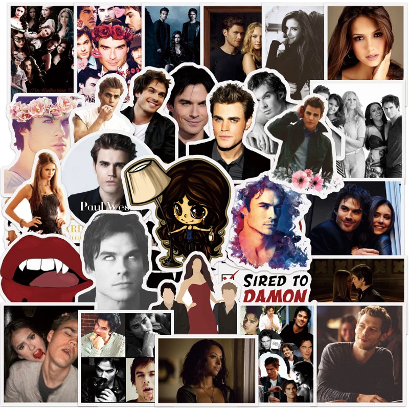 

50Pcs American Fantasy TV Series The Vampire Diaries Stickers Skateboard Fridge Guitar Suitcase Phone Graffiti Sticker Kids Toys
