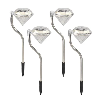

JINM Solar Diamond Lights, Solar Energy Colour Changing Stainless Steel Garden Stake Lanterns Lawn Path Lamps