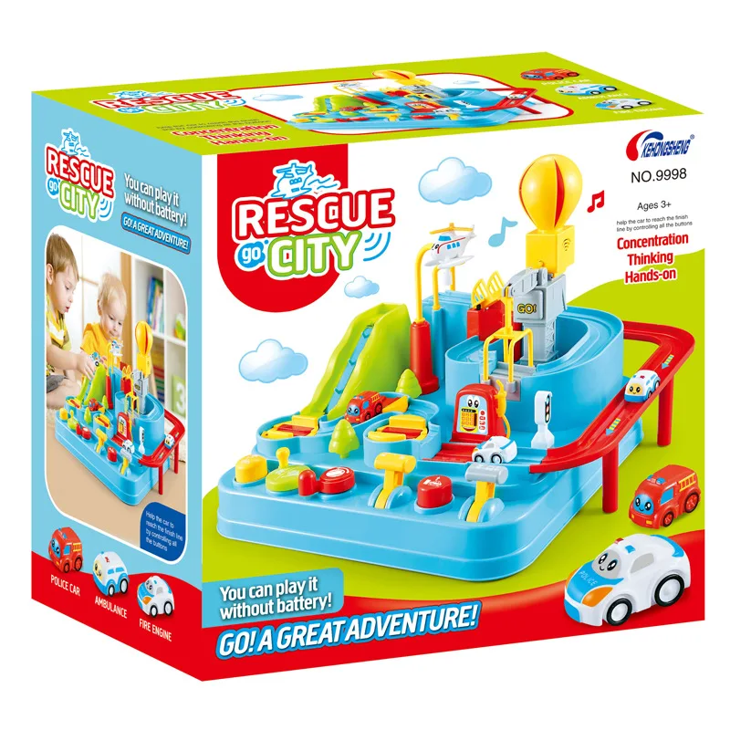 Manual Car Adventure Track Toys For Children Educational Rescue Vehicles Adventure Toys Parking Lot simulation Gift For Boy