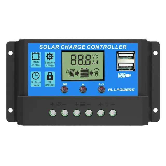 ALLPOWERS Solar Panel Inverter Solar Charge Controller 12V 24V 20A LCD Display Dual USB Solar Cells Panel Charge Regulator etc. 1