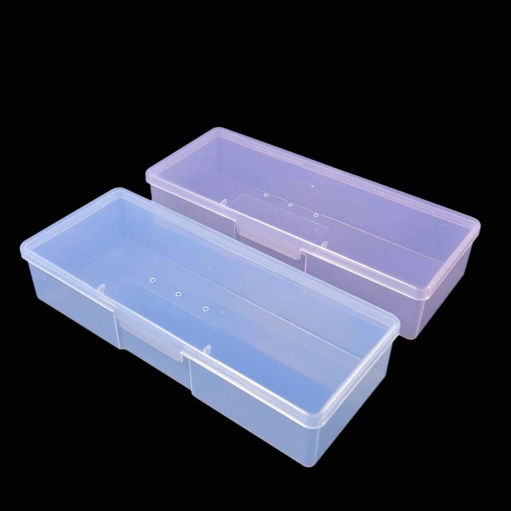 Nail Art Rettangolo Di Plastica Trasparente Storage Box Nail Strass File Contenitore Caso 190X70X39Mm