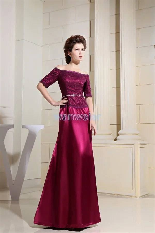 

free shipping 2016 vestidos formales formal dress maxi dresses long brides maid dress wine red lace Mother of the Bride Dresses