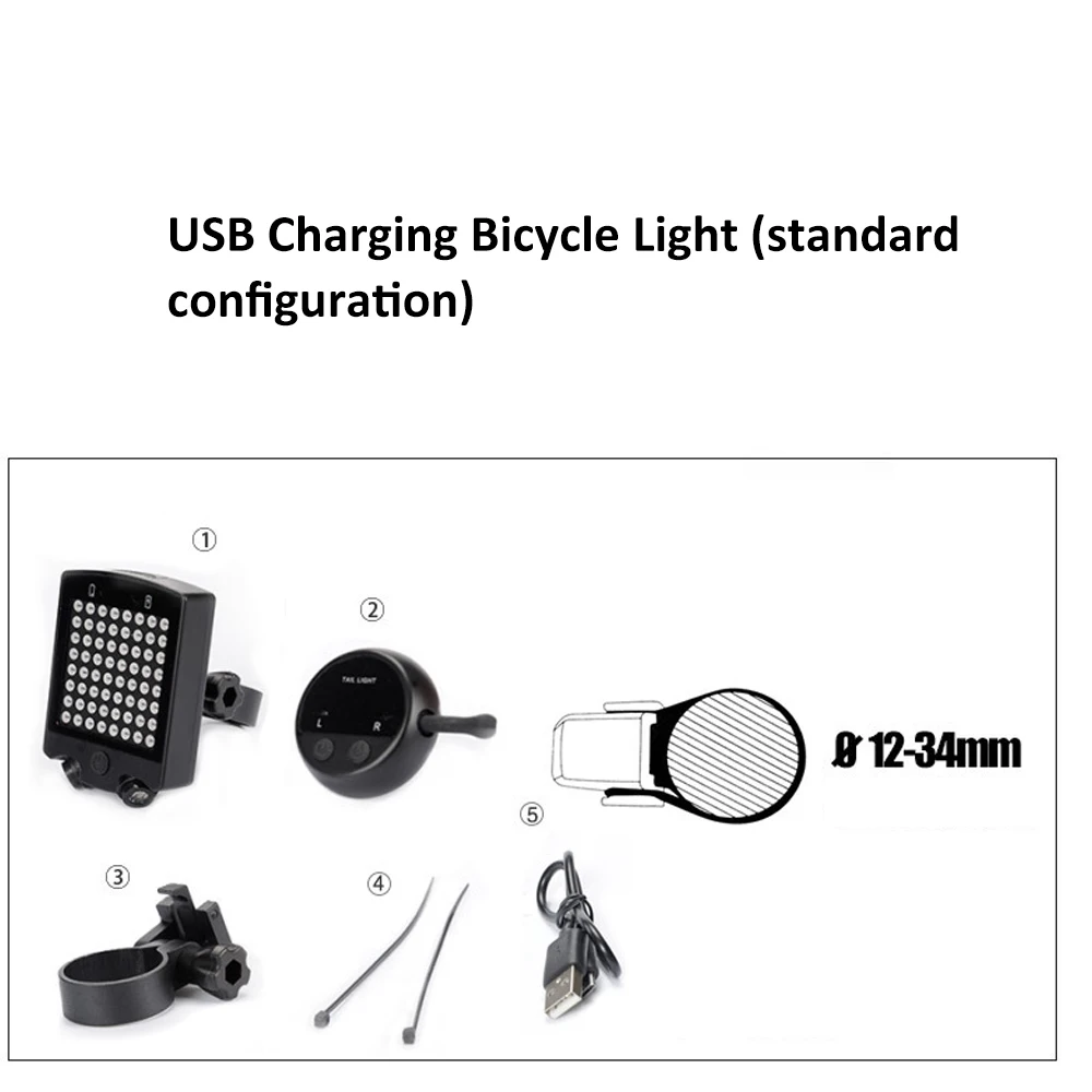 Top LED Wireless Remote Control Laser Bicycle Rear Tail Light Bike Turn Signals Safety Warning Light USB Rechargeable Brake Light 2