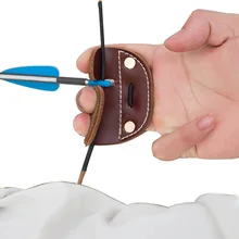Breathable Durable Soft Archery Game Protective Gear Traditional Recurved Bow Double-Layer Artificial Cow Leather Finger Guard