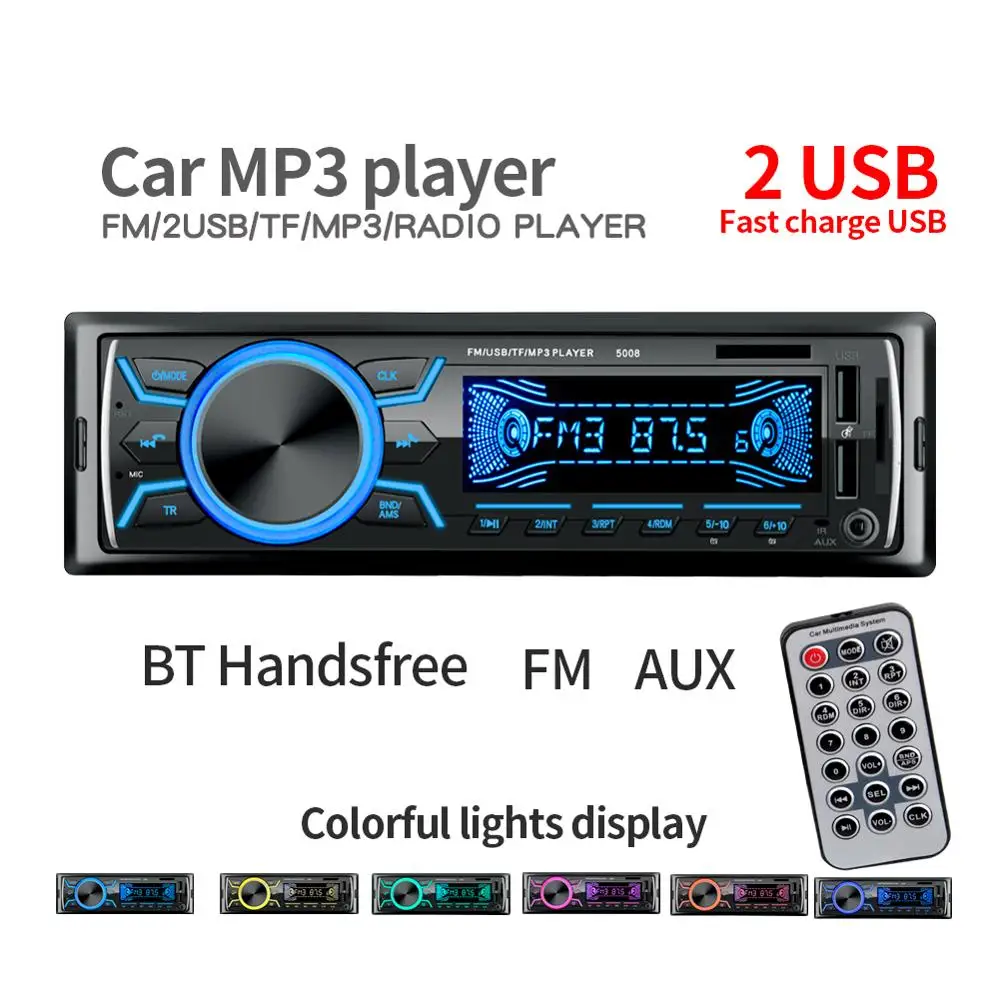 Автомобиль Радио стерео проигрыватель Bluetooth телефона AUX-IN MP3 FM/USB/1 Din/дистанционный