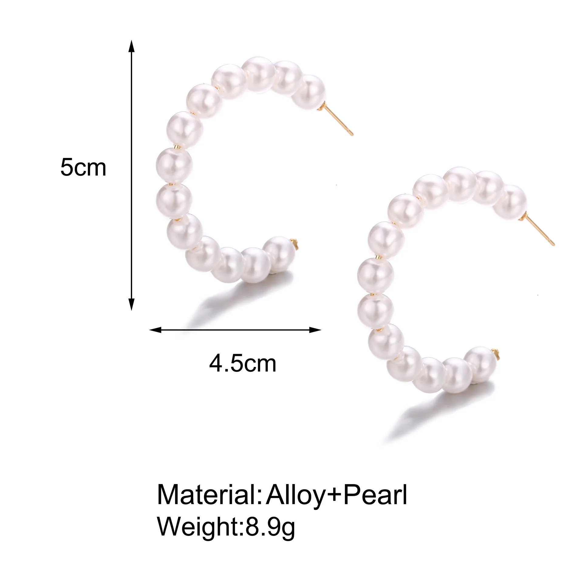 Exaggerated Metal Ring Earrings Inlaid Imitation Pearl Big Earrings Gold Circle Earrings for Women Party Jewelry