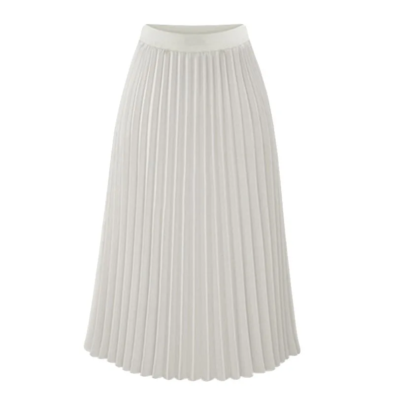 Женская длинная Плиссированная Юбка Mujer Moda Новая летняя шифоновая Милая плотная плиссированная юбка с эластичной талией