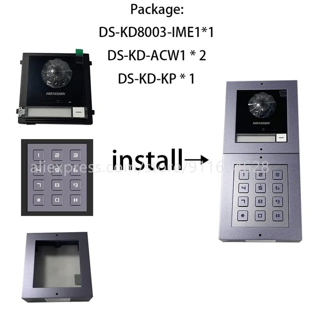 Original Hikvision Video Intercom Keypad Module DS-KD-KP and Accessory Package  DS-KD-ACW1 for  DS-KD8003-IME1 8003 and KP and ACW1
