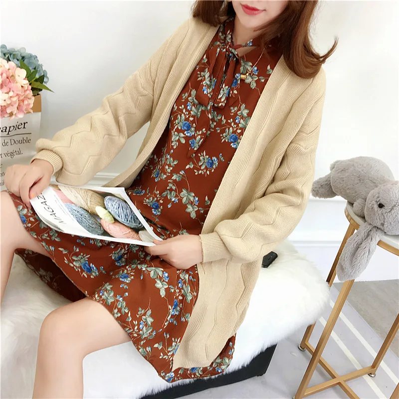 Spring and Autumn New Korean version commute lazy loose solid color coat cardigan sweater women Spring and Autumn New Korean version commute lazy loose solid color coat cardigan sweater women