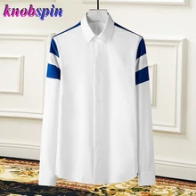 Мужская рубашка с длинным рукавом, европейская трендовая осенне-зимняя одежда, мужская повседневная приталенная рубашка, мужские брендовые деловые рубашки 4XL