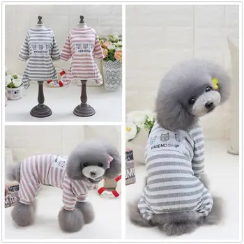 

Dog Pajamas Jumpsuit Pet Sleepwear Puppy Cute Stripe Cartoon Pattern Clothes