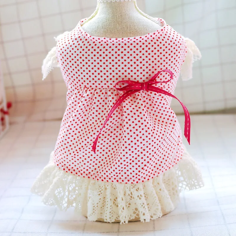 

Pet Clothes Princess Dress Spring Summer Dog Clothes Dogs Skirt Puppy Costume Pets Outfits for Small Dog Party Little Star Lace