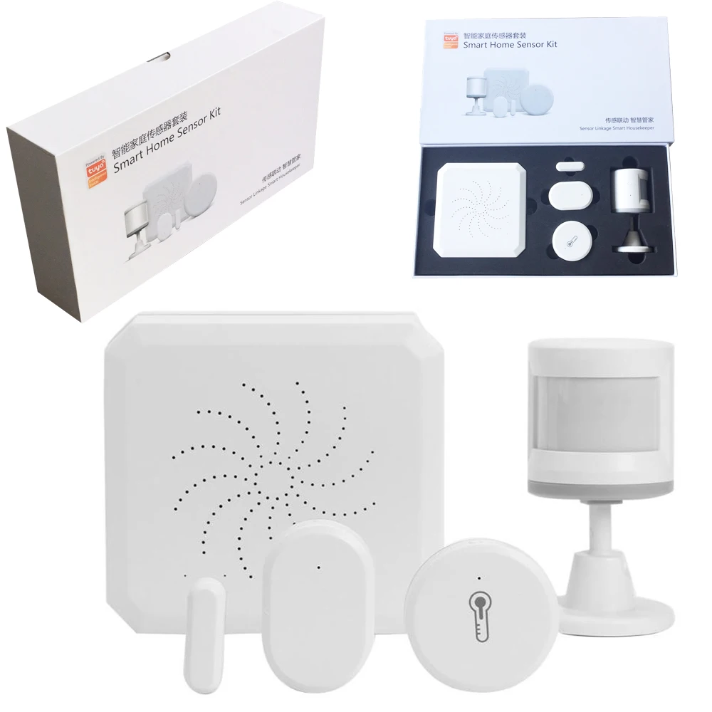 US $57.70 Tuya Zigbee Alarm Kit Hub Smart Home PIR Sensor Door Sensor Temperature and Humidity Sensor Home Automation Scene Security
