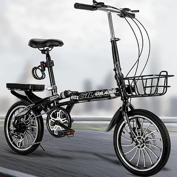 

16 Inch Folding Bike Children Kids Bicycle 6 Speeds Disc Bike Variable Speed Lightweight Foldable Bicycle for Student 120kg Load